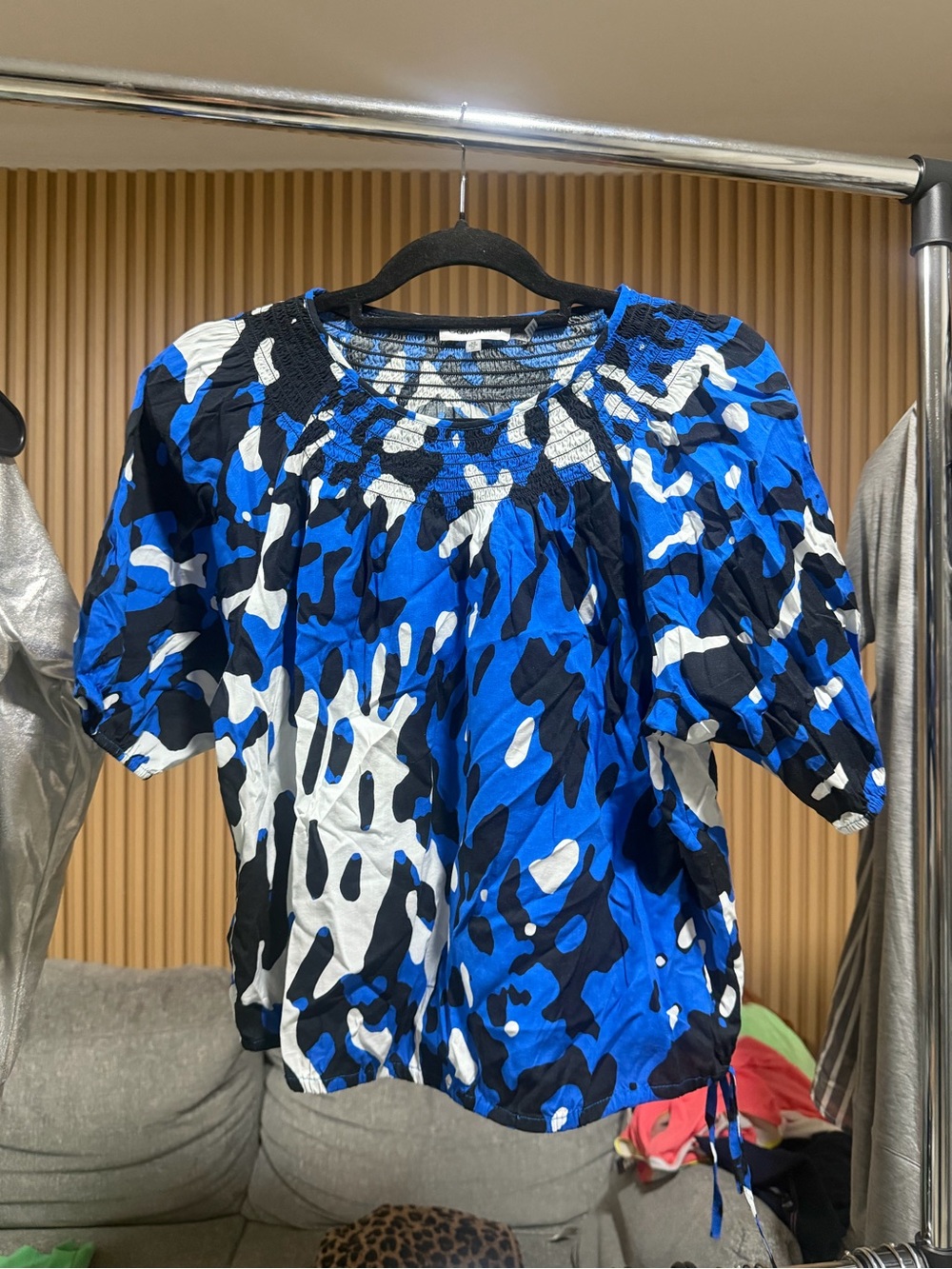 Calvin Klein Blue Camo Print Women's Top size XS #205